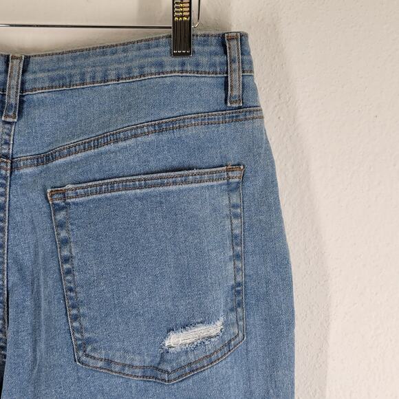 NWT No Boundaries Super High Rise Straight Jeans Size13 32x27 Buttonfly Distress - Picture 4 of 14